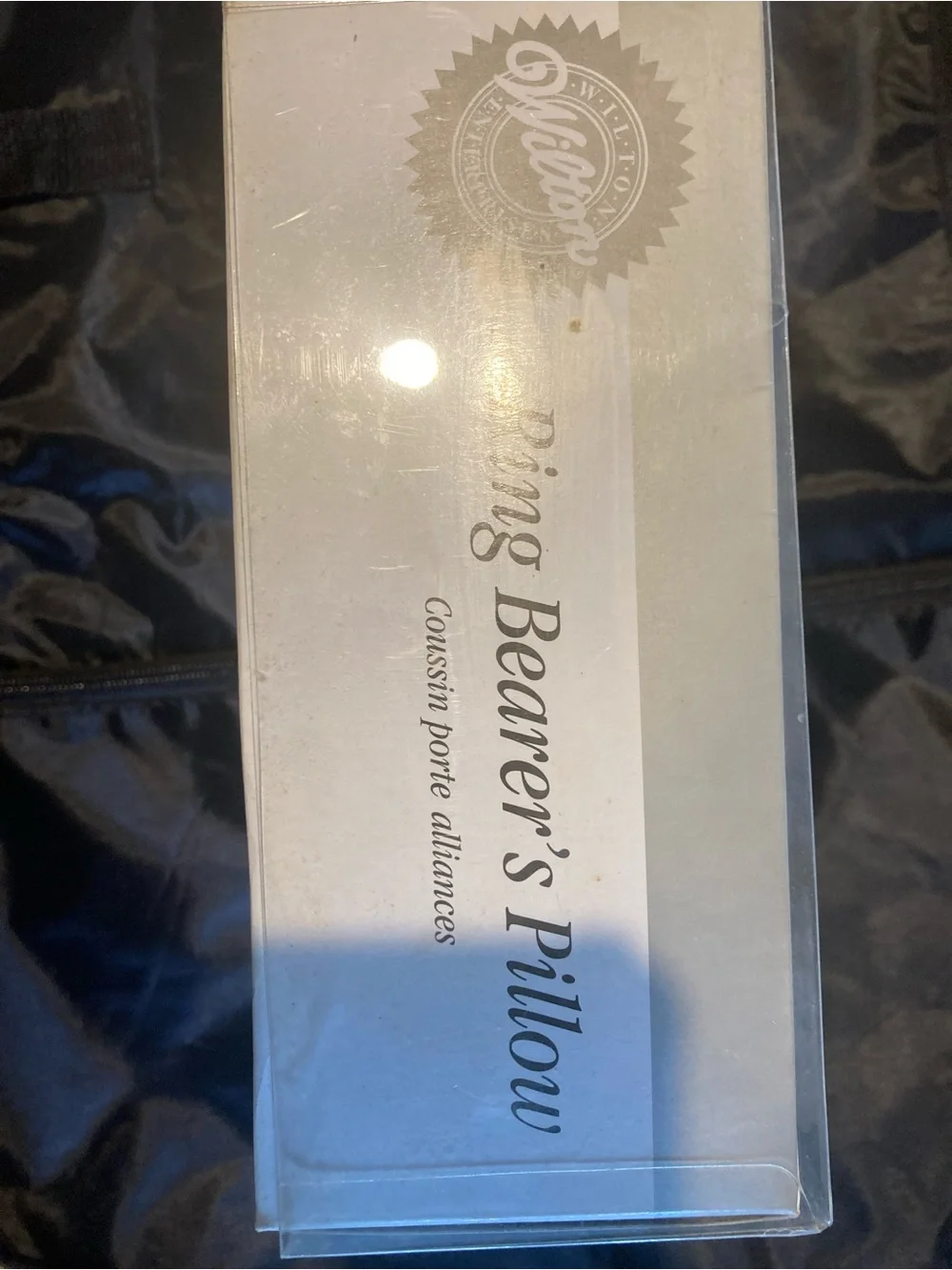 Wilton White Satin Ring Pillow with Ribbon Accent